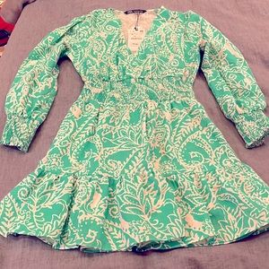 NWT Zara floral Miki Dress Long Sleeve Turquoise S